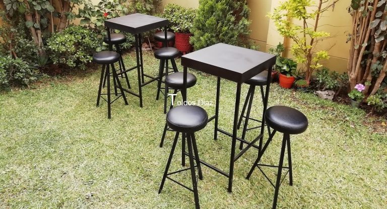 Alquiler de Mesas y bancos redondos altos para eventos